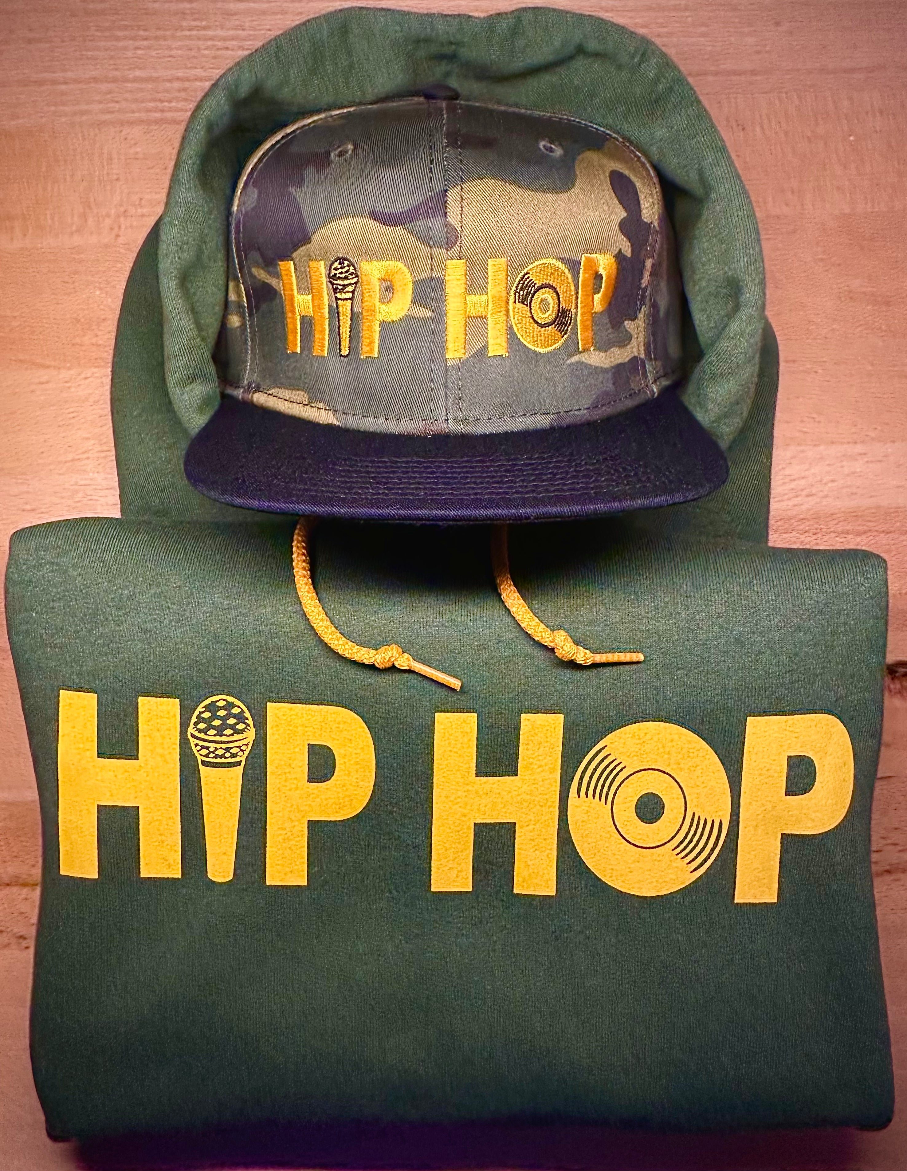 Hip Hop 50th Anniversary Hoodie & Hat Set - Military w/ Gold