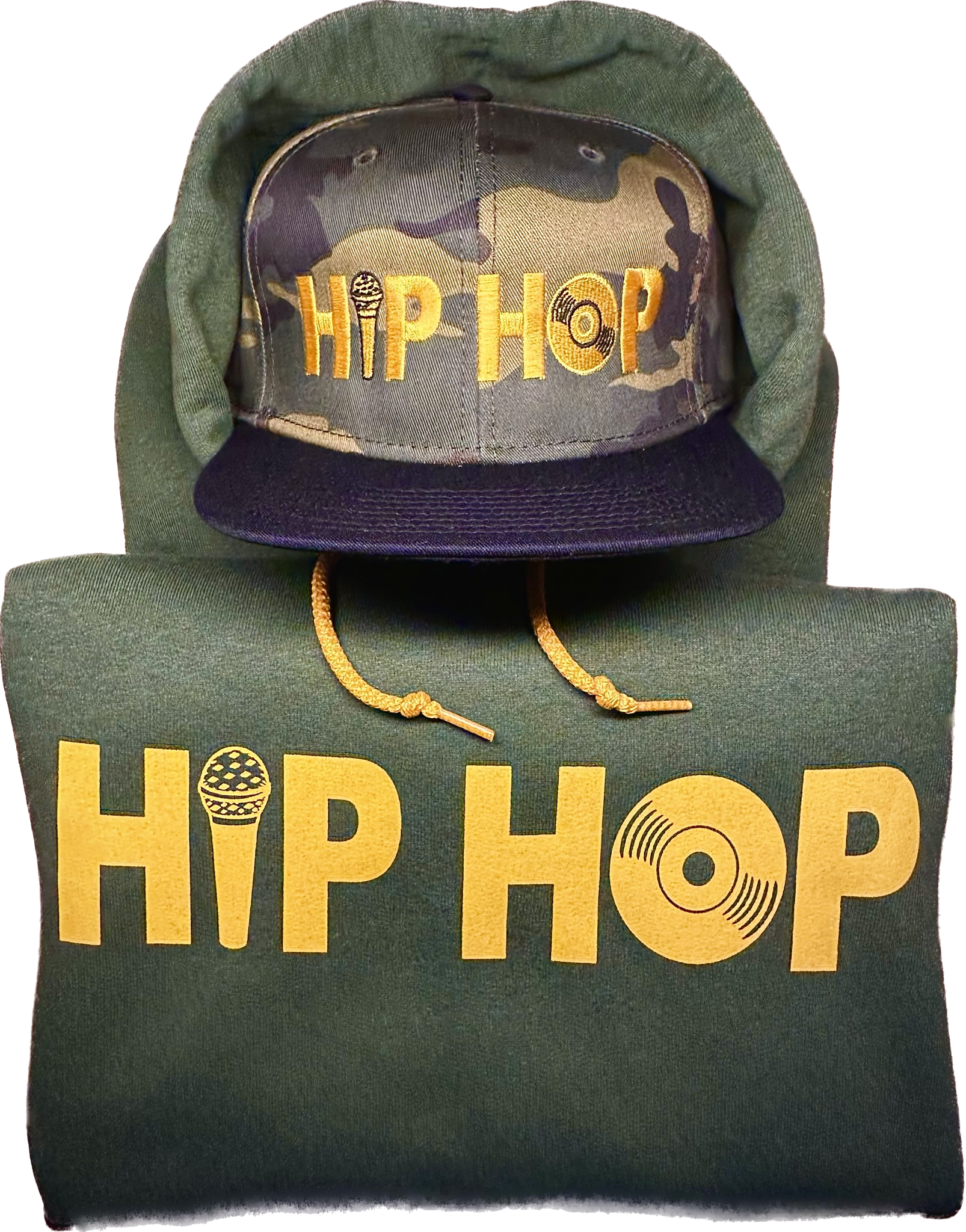 Hip Hop 50th Anniversary Hoodie & Hat Set - Military w/ Gold