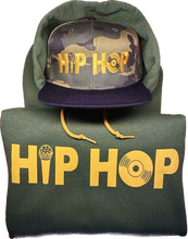 Load image into Gallery viewer, Hip Hop 50th Anniversary Hoodie &amp; Hat Set - Military w/ Gold
