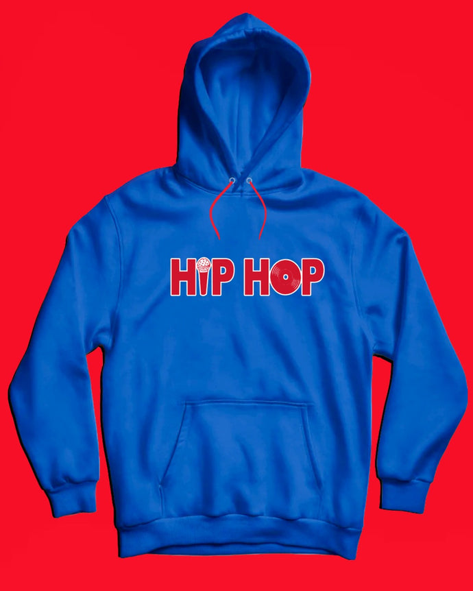 Hip Hop Outlined Hoodie - Blue w/ Red