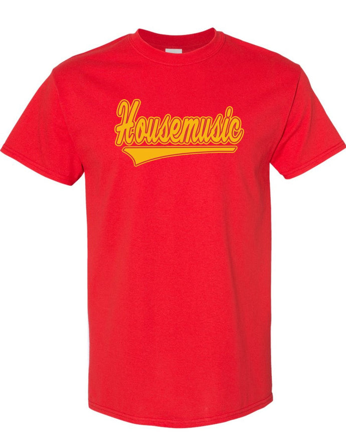 House Music Classic Tee - Red w/ Gold