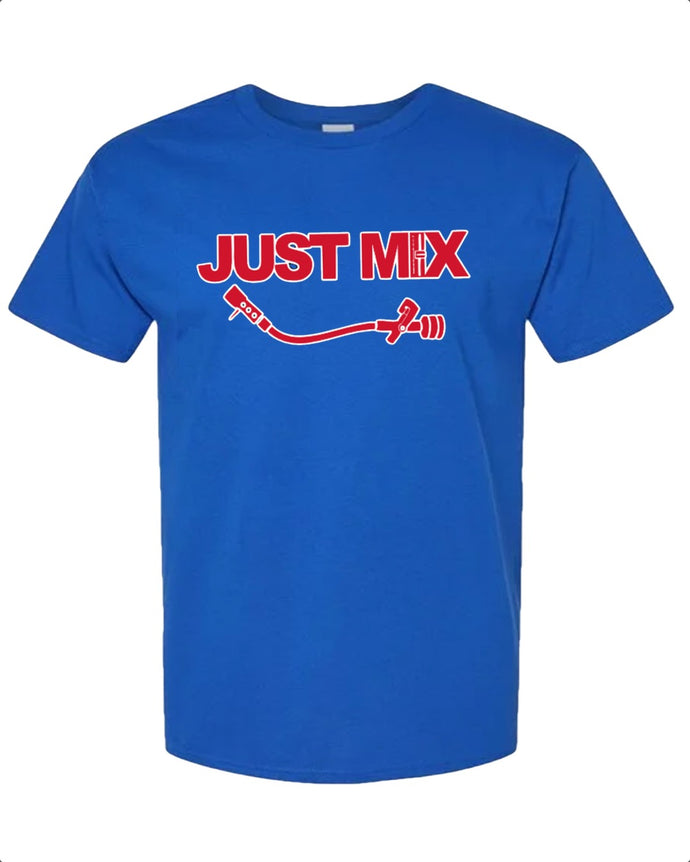Just Mix w/ Red Font - Blue Shirt