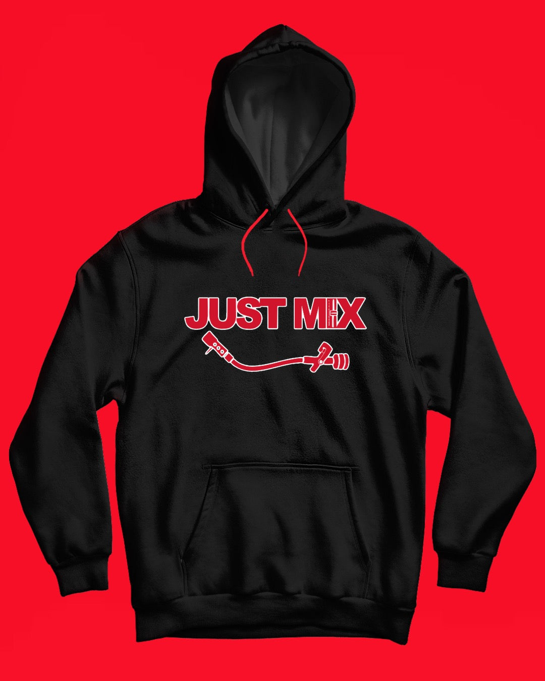 Just Mix Outlined Hoodie - Black w/ Red