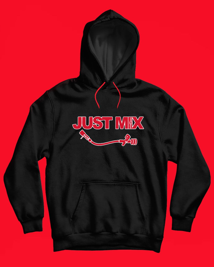 Just Mix Outlined Hoodie - Black w/ Red