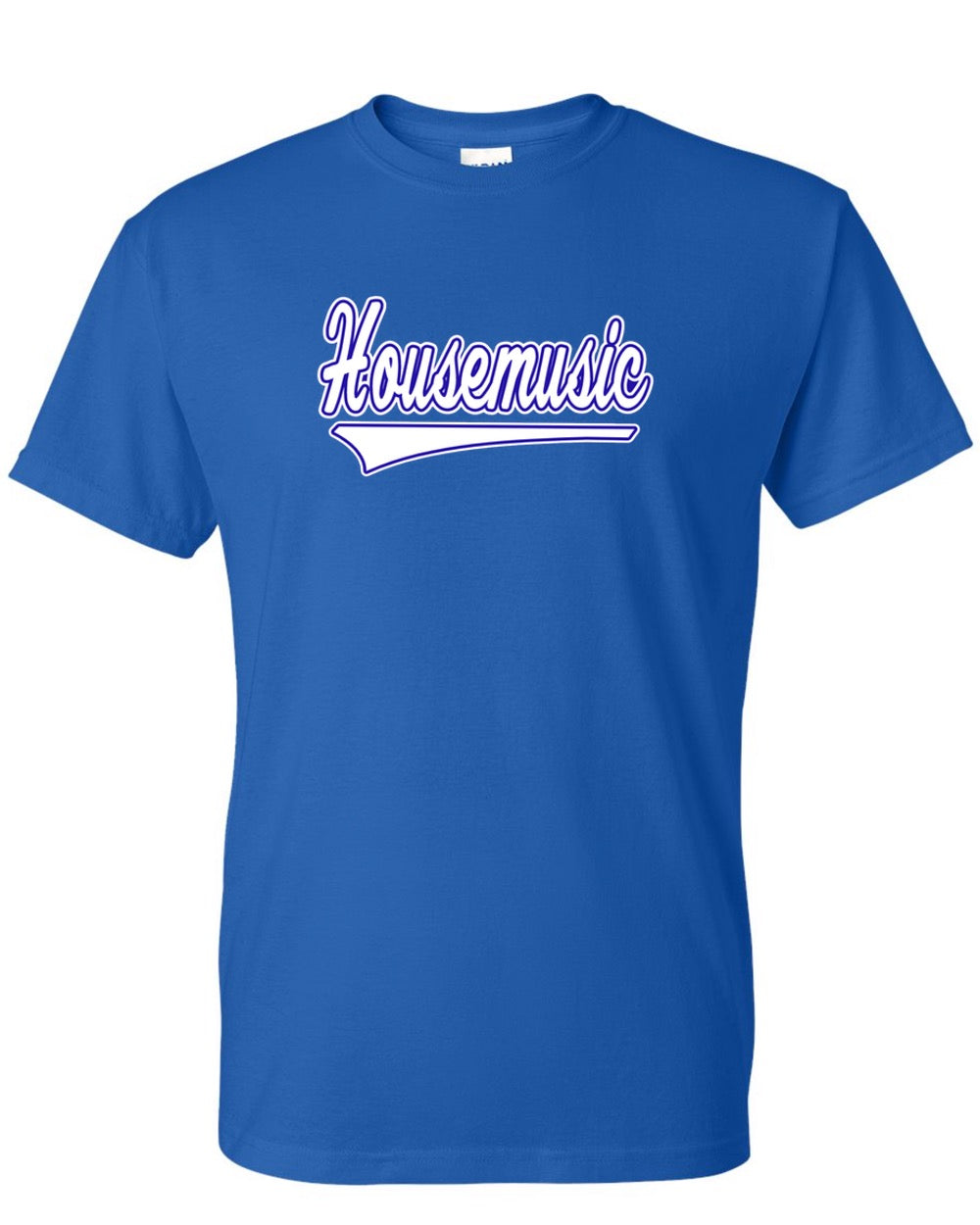 House Music Classic Tee - Blue w/ White
