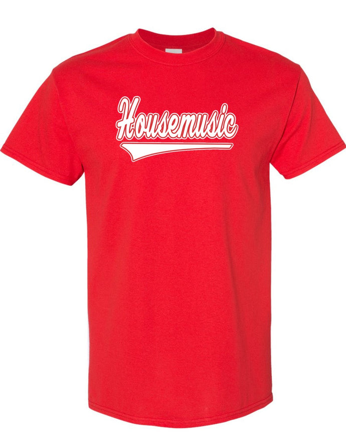 House Music Classic Tee - Red w/ White