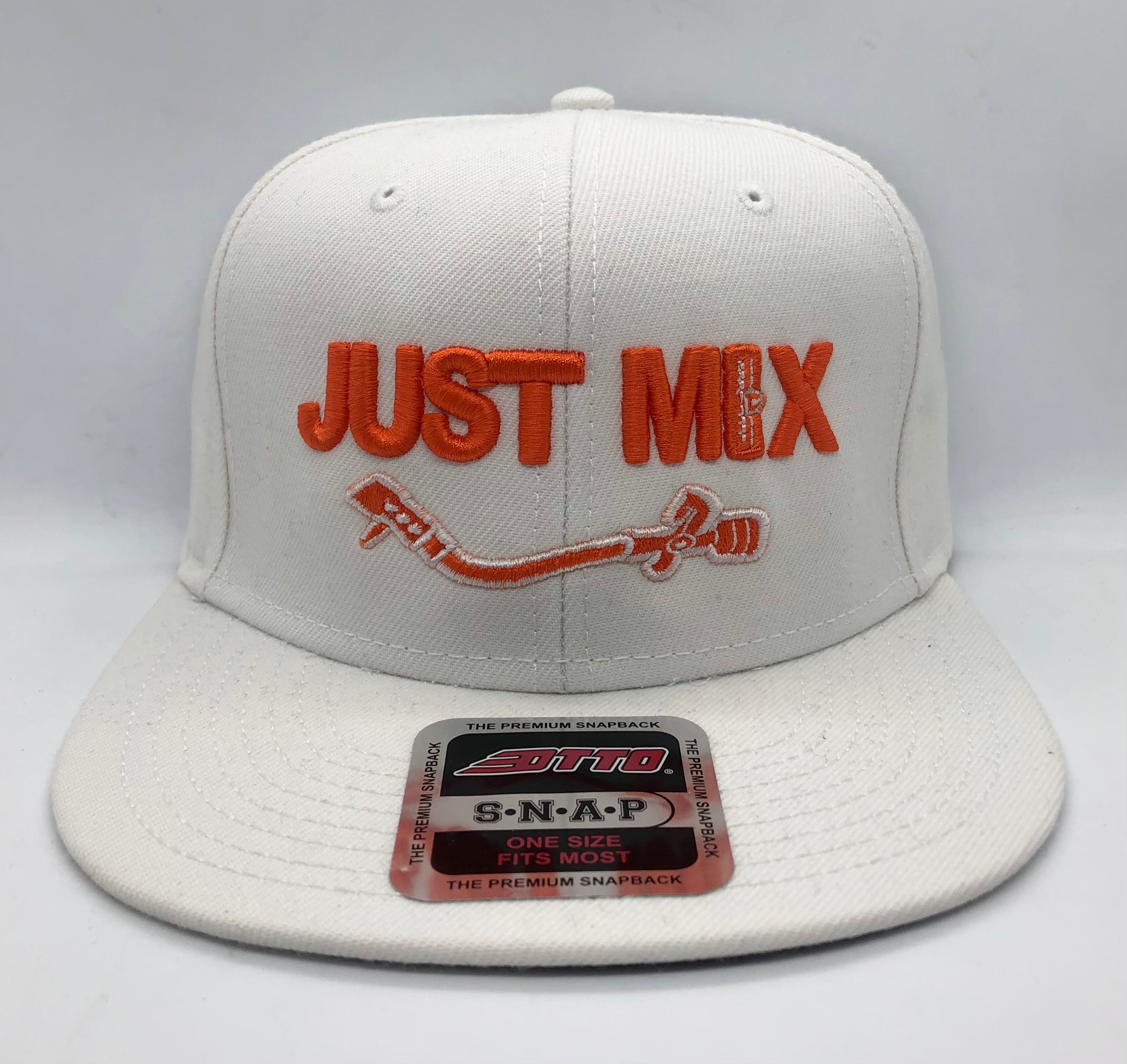 Just Mix Hat - 3D Puff - White w/ Orange